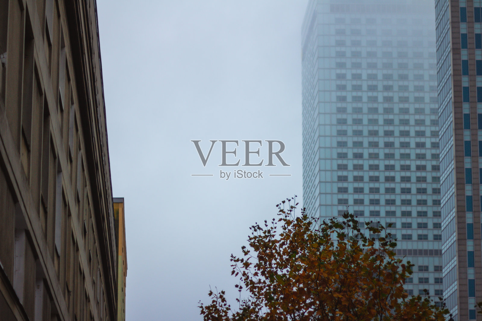 夜色中的华沙——秋日的华沙大厦全景。照片摄影图片