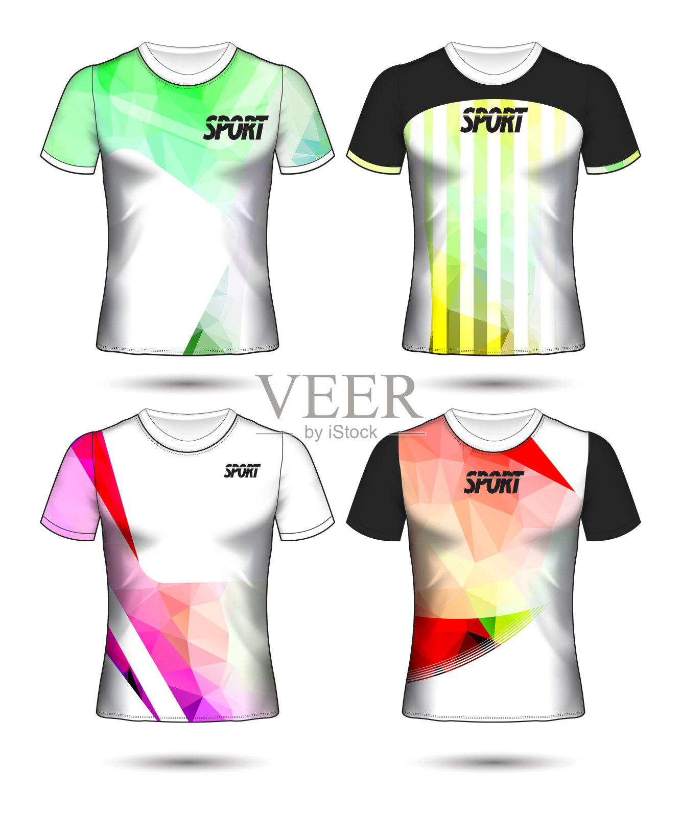 一套足球或足球球衣模板t恤风格，设计你的足球俱乐部矢量插图插画图片素材