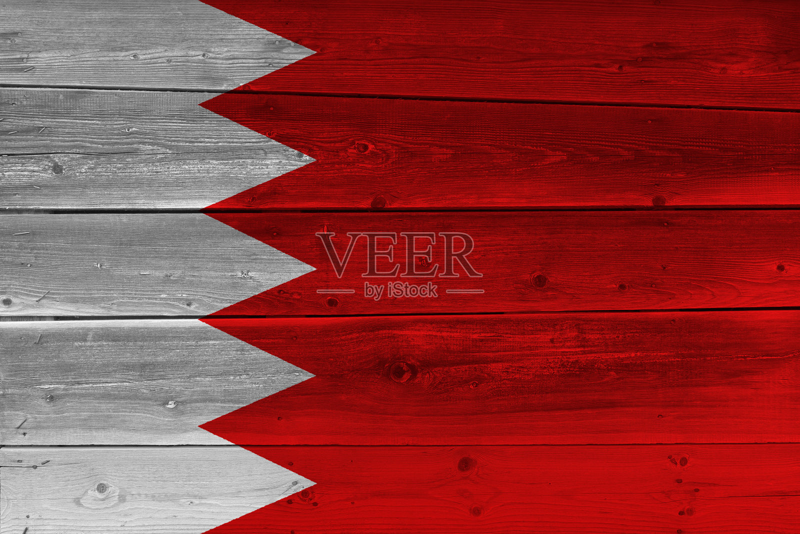 绘制在旧木板上的巴林国旗照片摄影图片