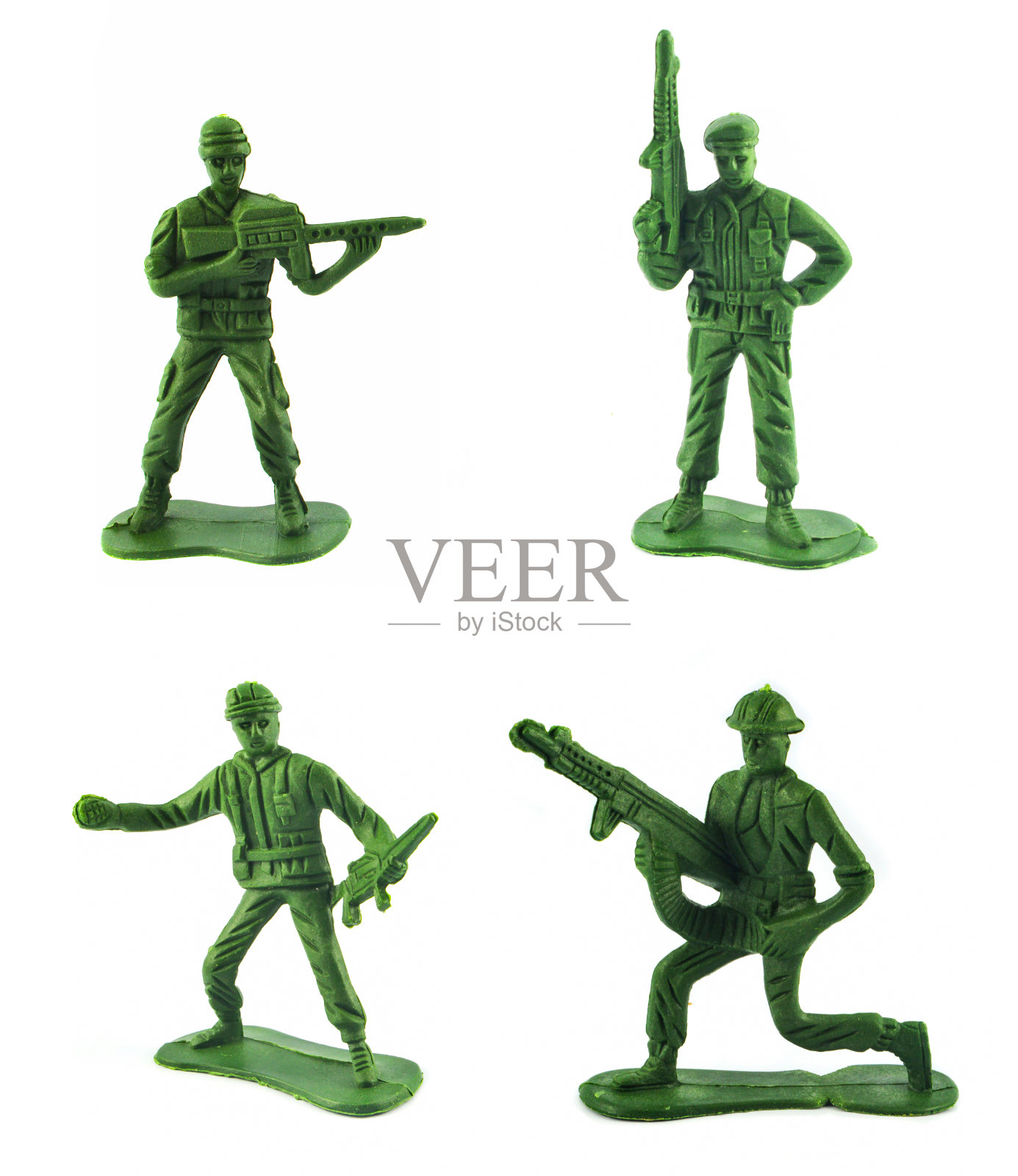 一套微型玩具士兵孤立在白色背景照片摄影图片