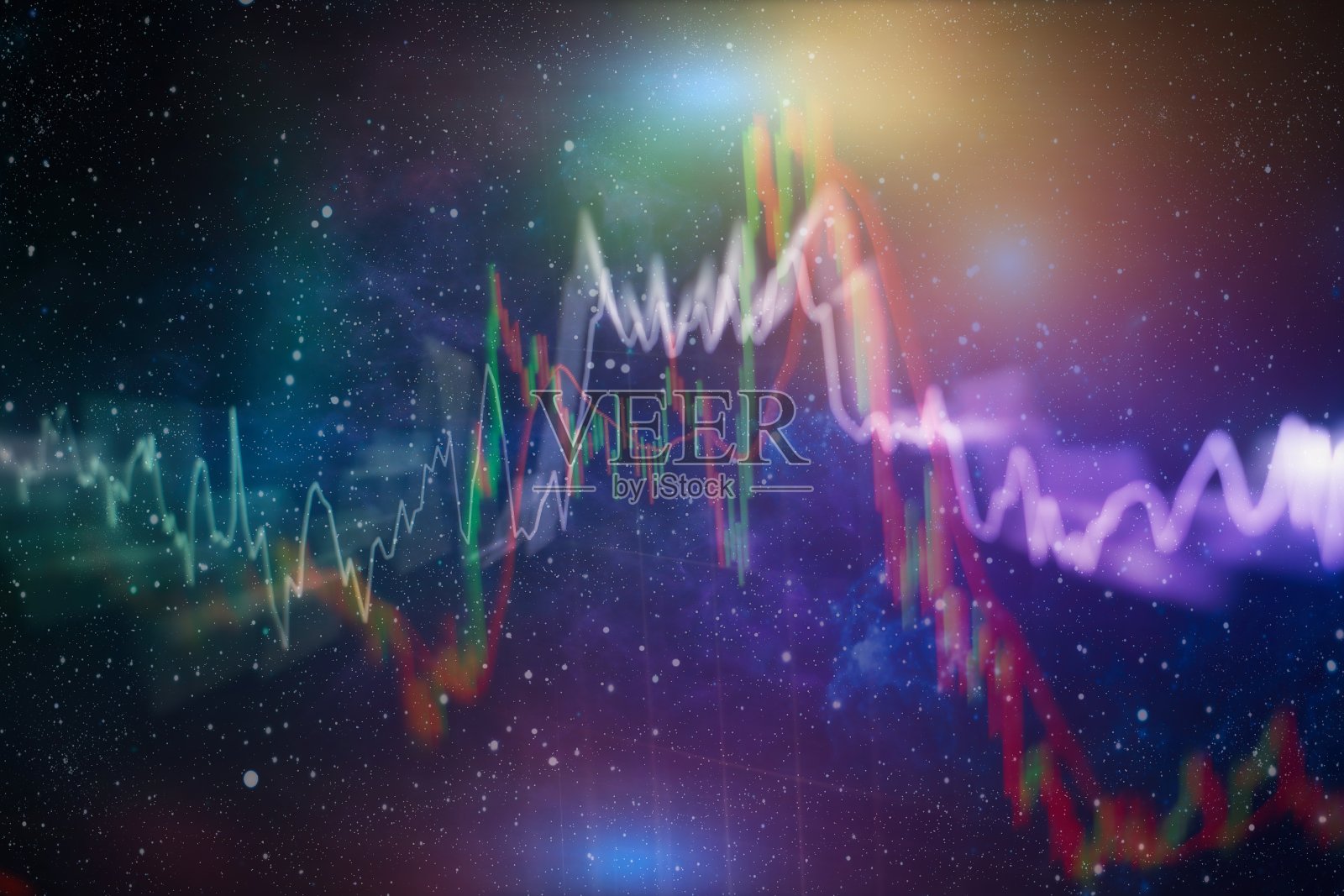 经济图表与股票市场图表，用于商业和金融概念和报告。抽象的蓝色背景。照片摄影图片