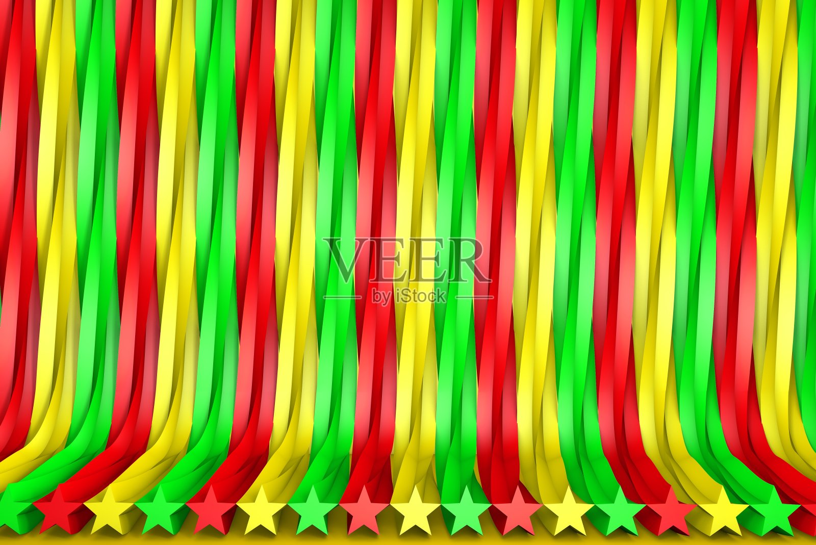 美丽的抽象背景3D插图-体积表面形成挤压星形状，庆祝概念照片摄影图片