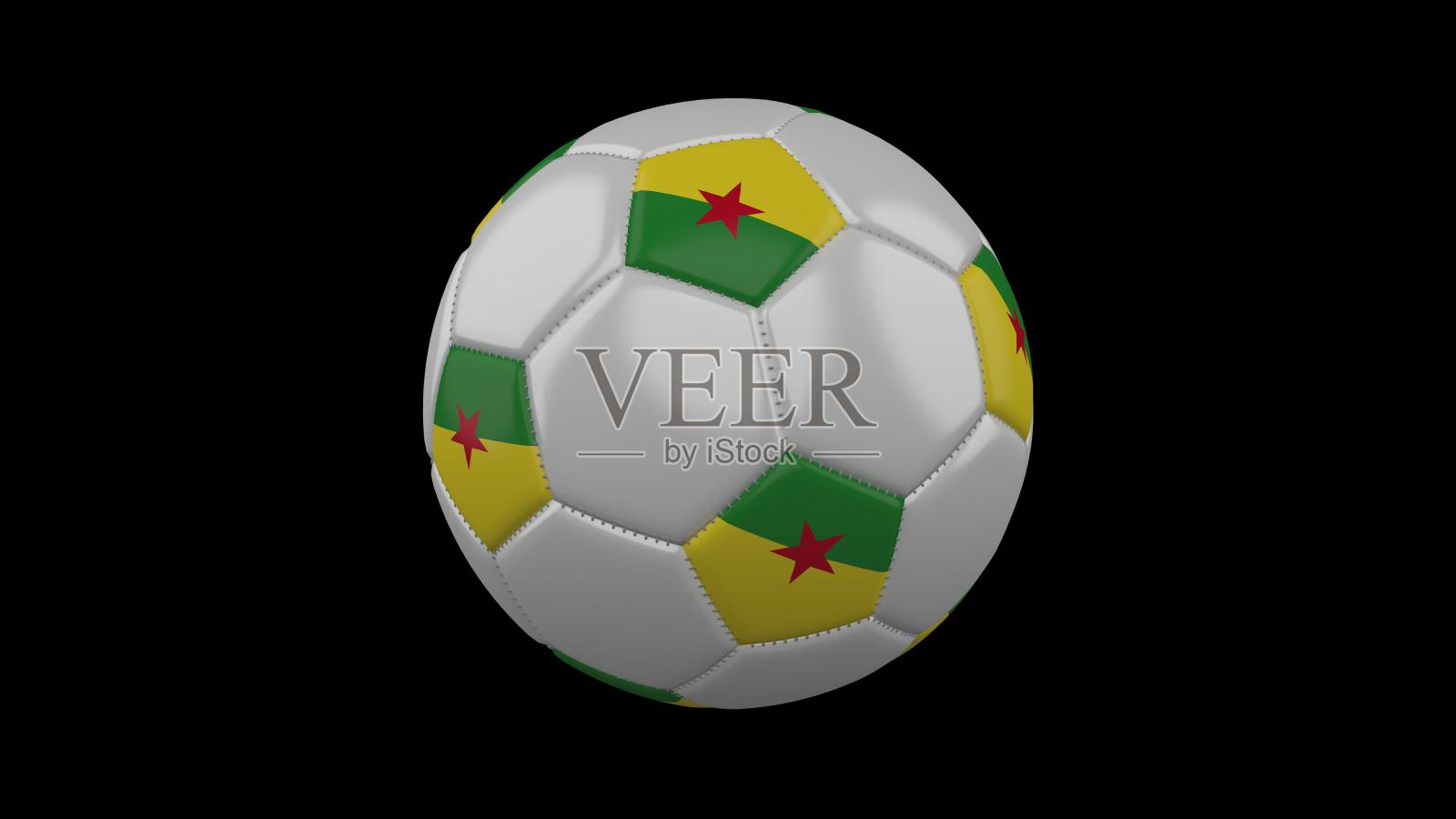 足球与旗帜法属圭亚那，3d渲染照片摄影图片