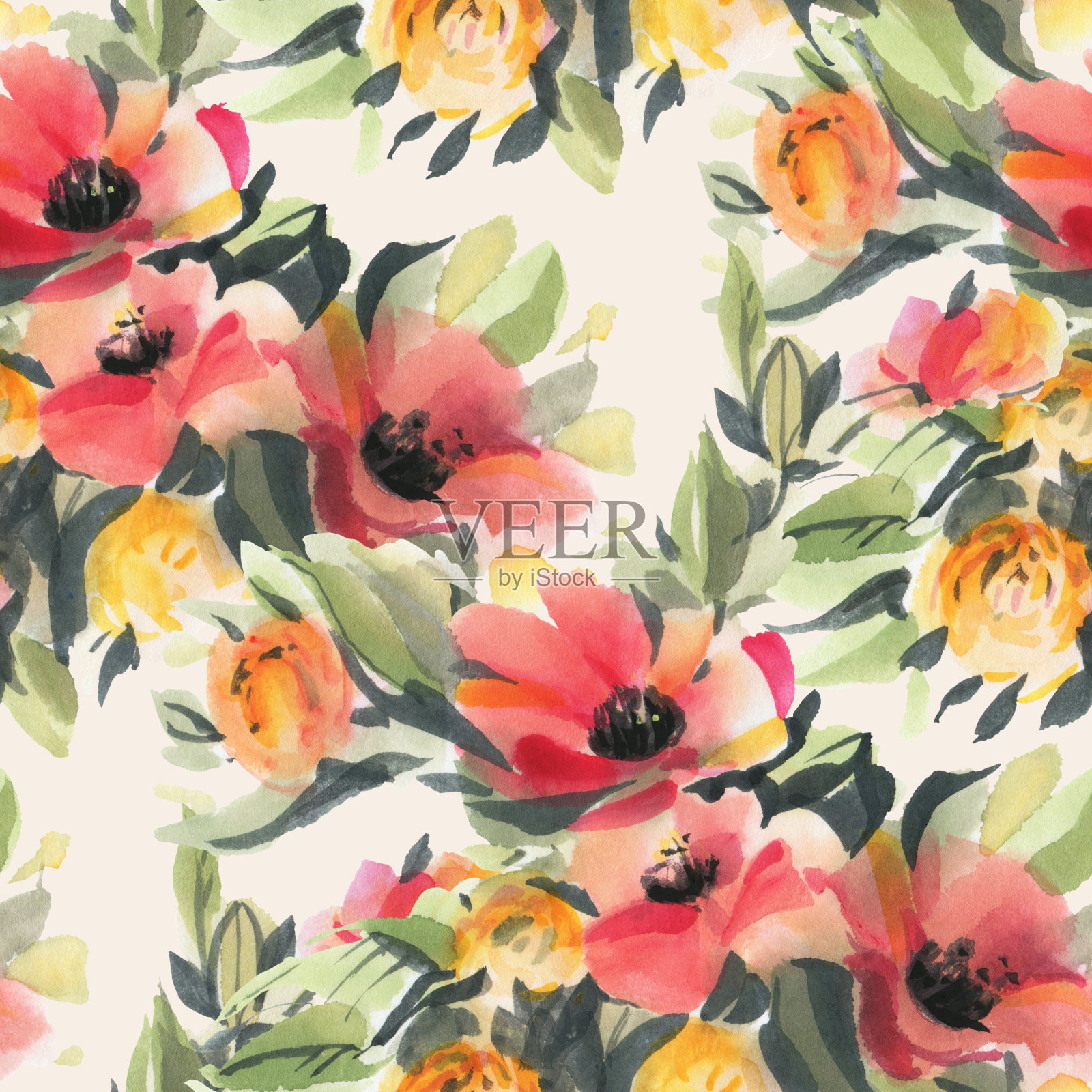 水彩花插画图片素材