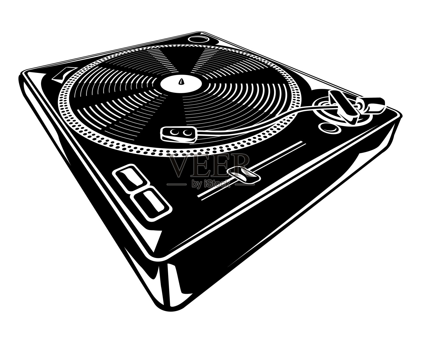 黑白音乐转盘图标插画图片素材