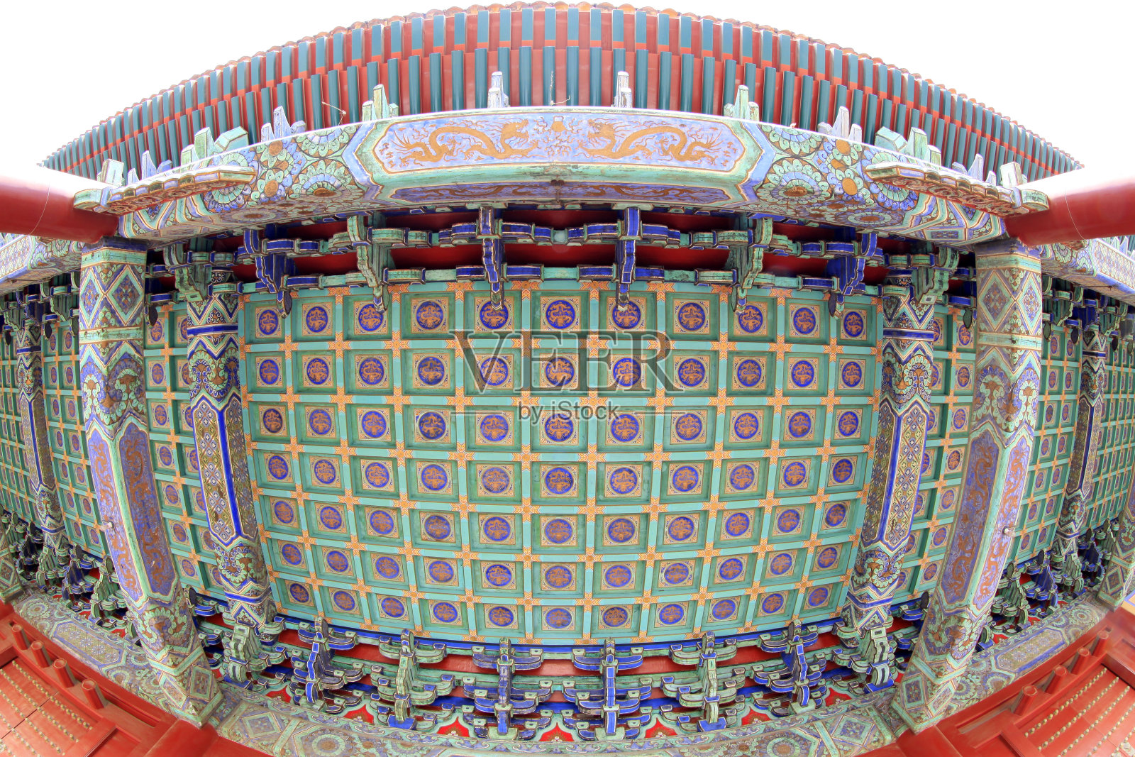 北京太庙天花板装饰图案照片摄影图片