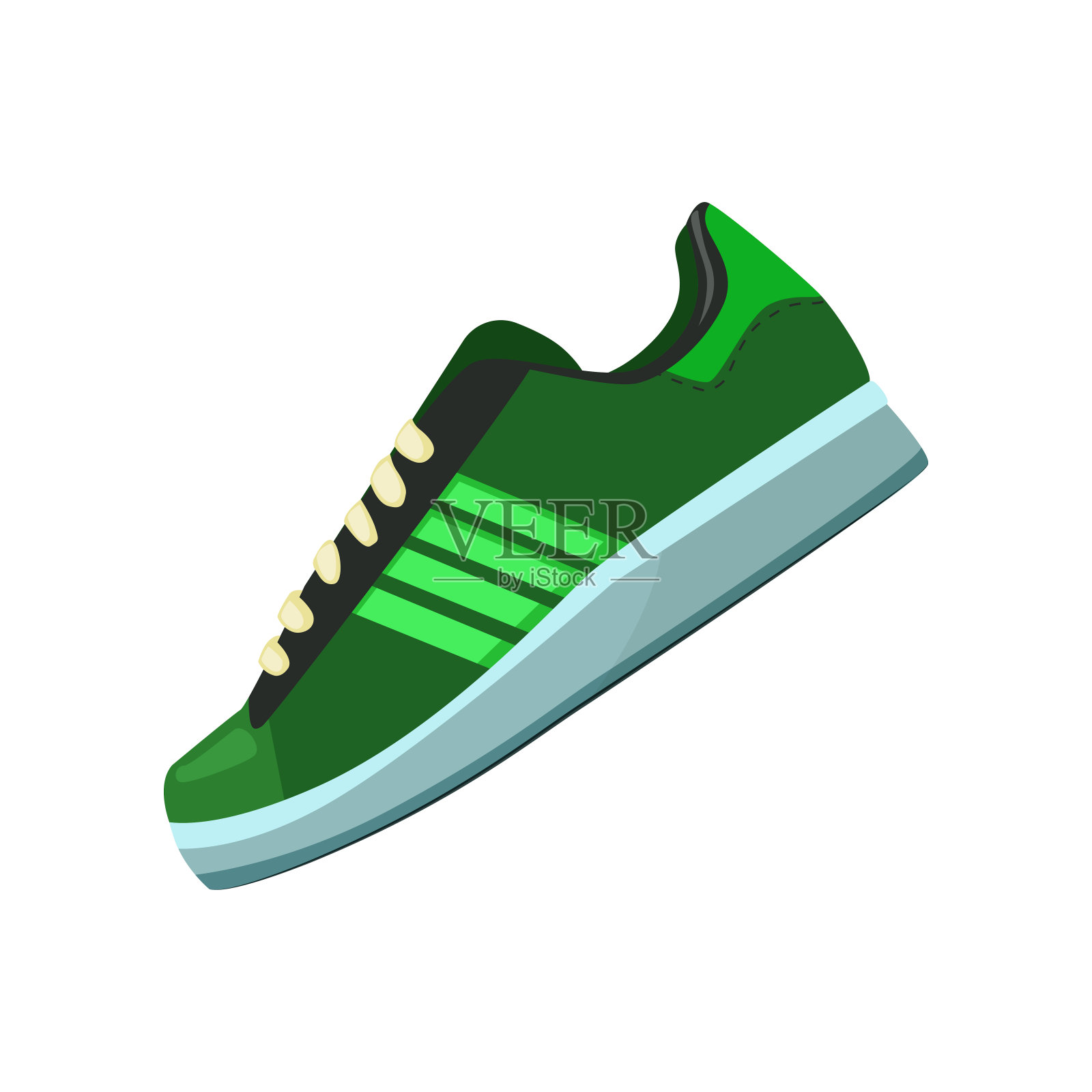 时尚绿色运动鞋插画图片素材