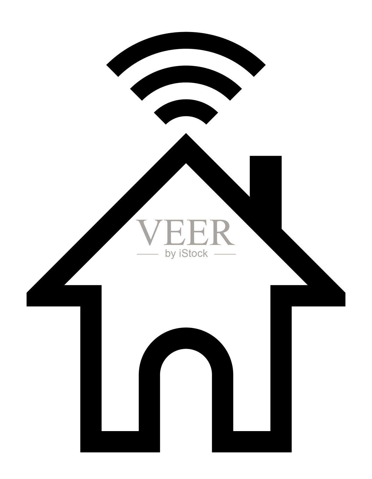 家用wifi符号图标-黑色简单轮廓，孤立-向量插画图片素材