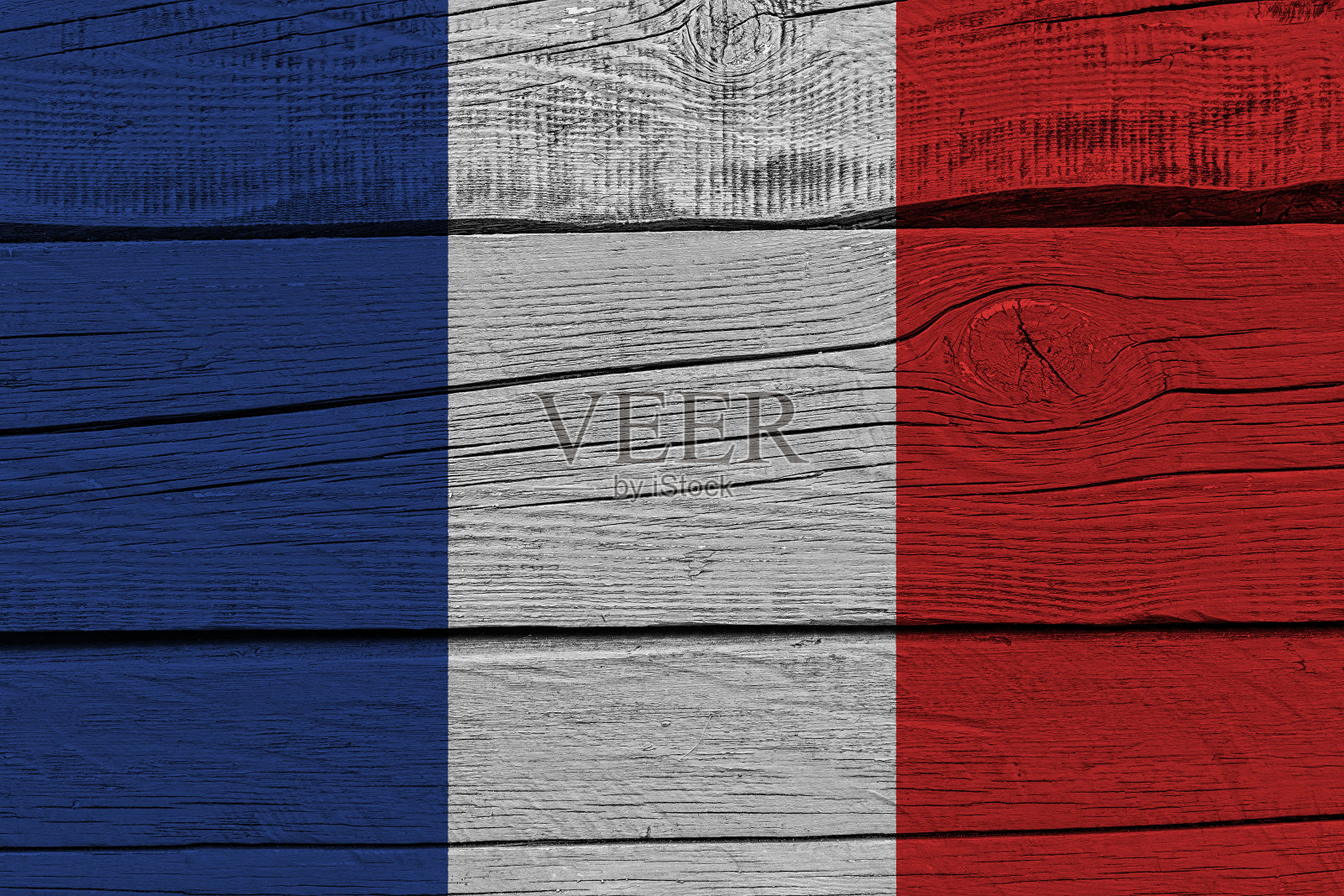 旧木板上画的法国国旗照片摄影图片