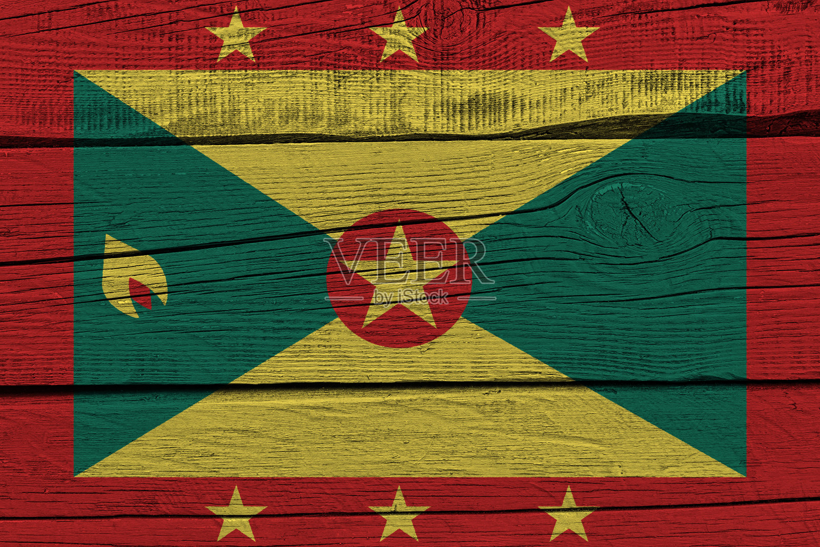旧木板上画着格林纳达国旗照片摄影图片