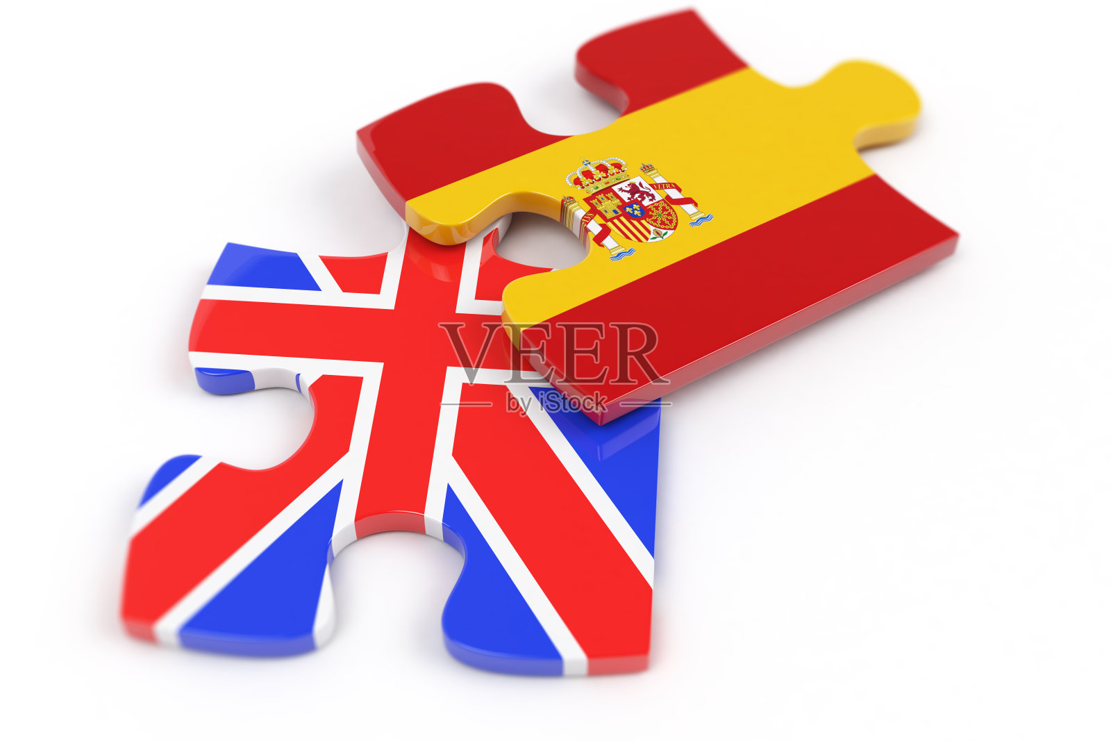 白色聚焦图像上的国旗拼图照片摄影图片