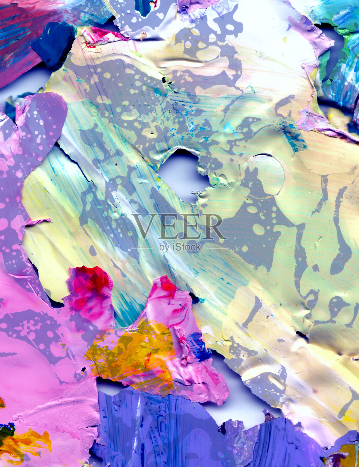 干颜料丙烯酸色块。五彩抽象艺术背景。照片摄影图片