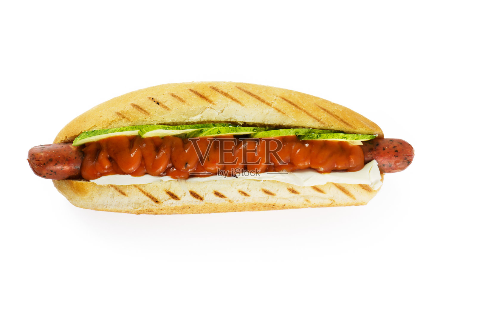 孤立的热狗从上面看照片摄影图片