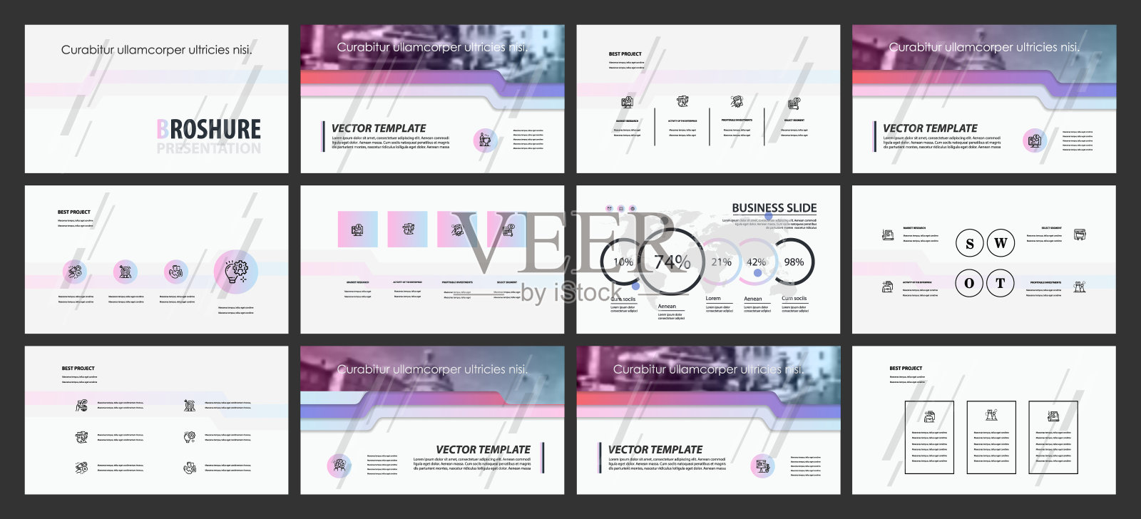 这个模板是最好的商业演示，用于市场营销和广告，传单和横幅，年度报告。元素在一个深灰色的背景设计模板素材