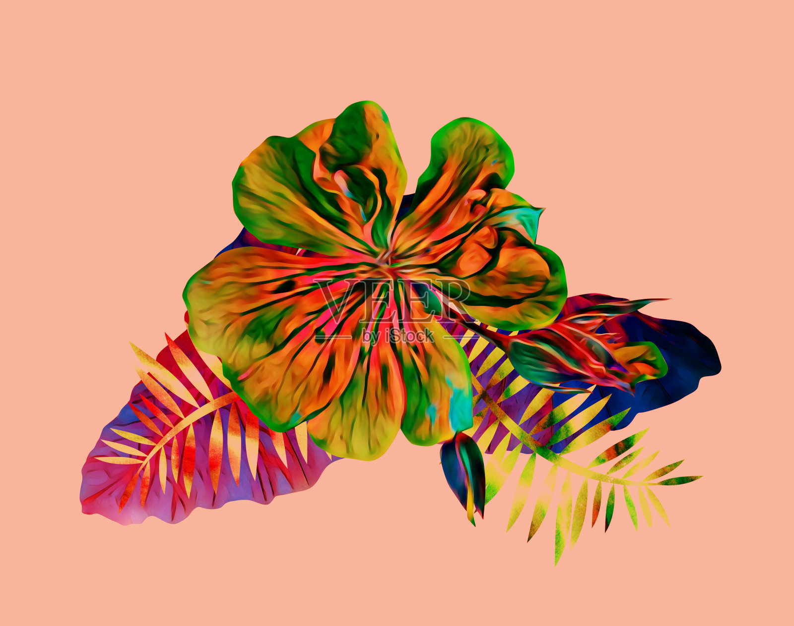 异国花束模板。插画图片素材