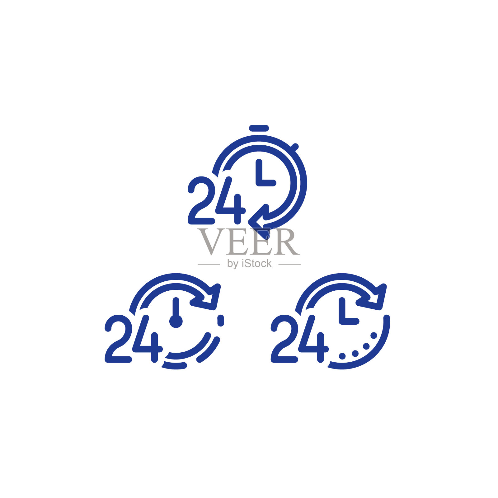 时间时钟线图标设置，快速送货，快捷服务，24小时工作图标素材