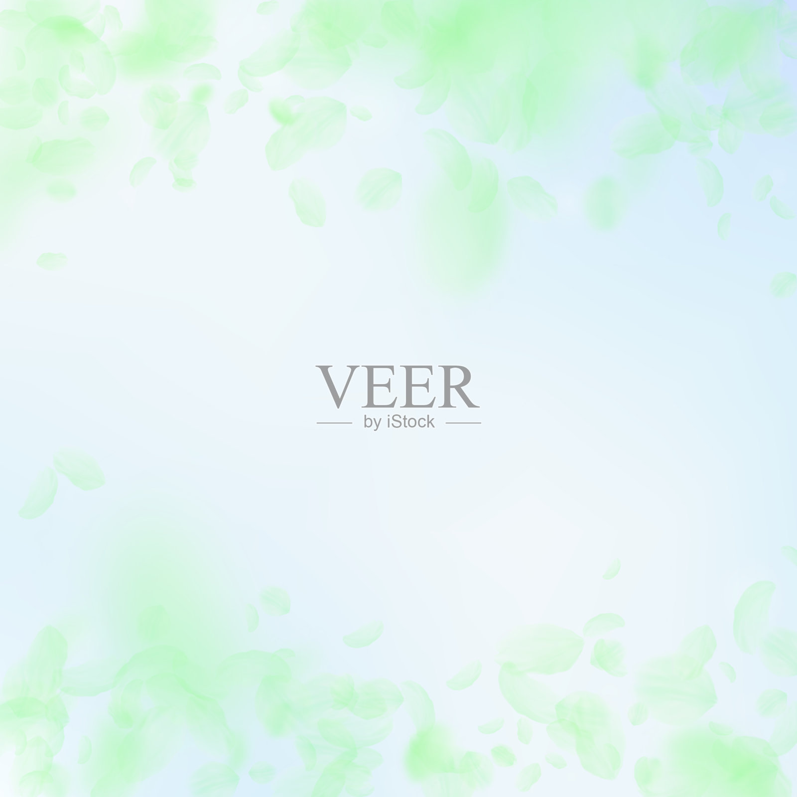 绿色的花瓣飘落。神奇的romant插画图片素材