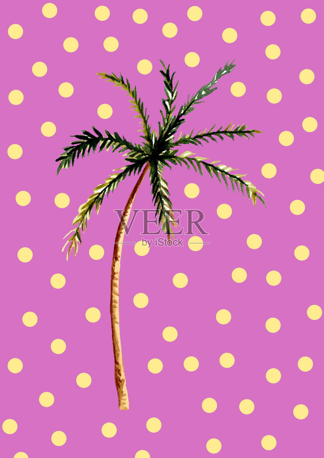 手绘水彩热带夏季插画图片素材