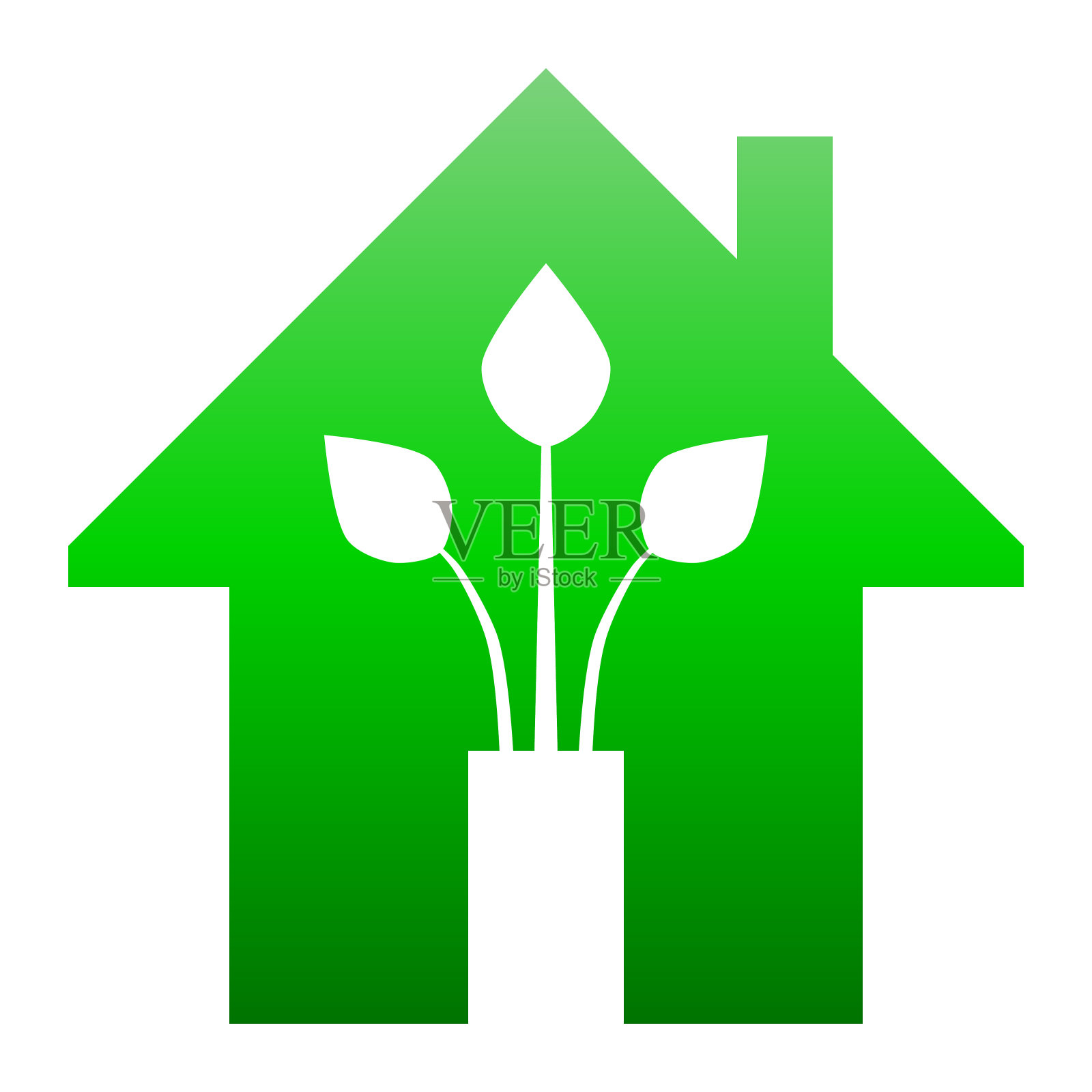 生态屋-绿色家园图标-绿色梯度，孤立-向量设计元素图片