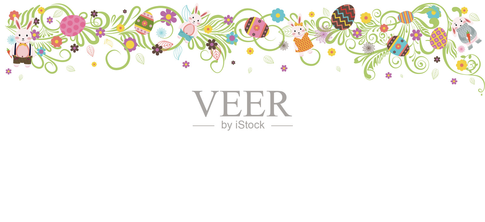 复活节快乐彩色复活节彩蛋白色背景设计模板素材