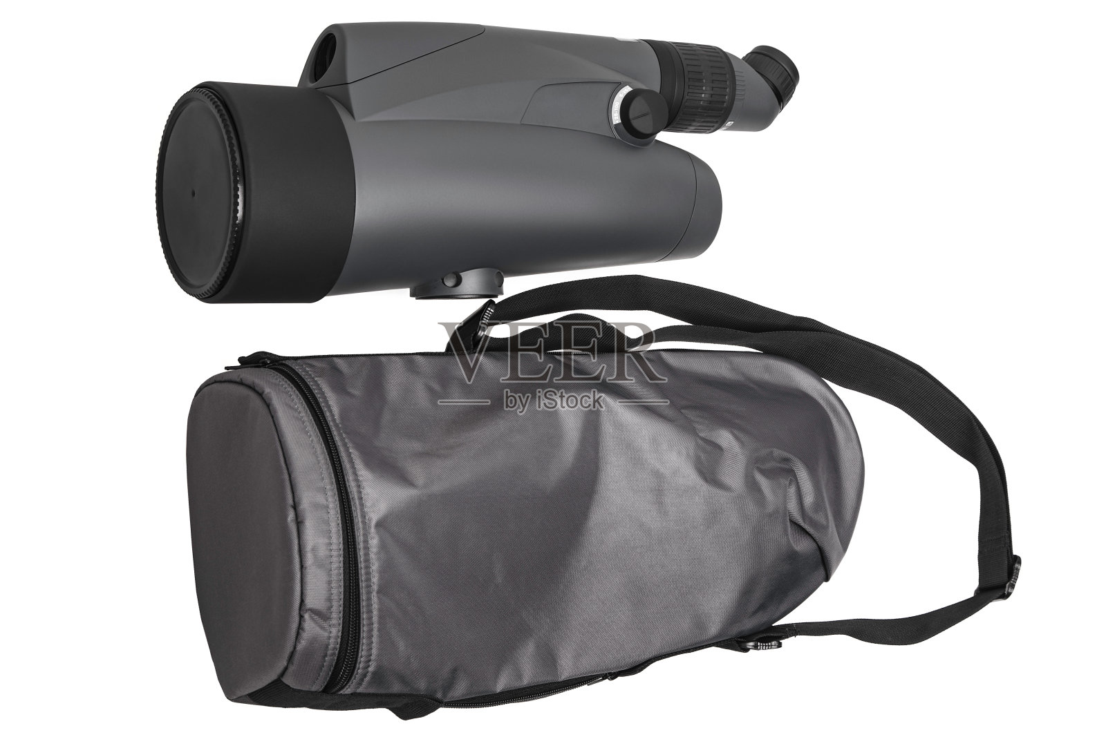 现代望远镜在三脚架上孤立在白色背景上照片摄影图片