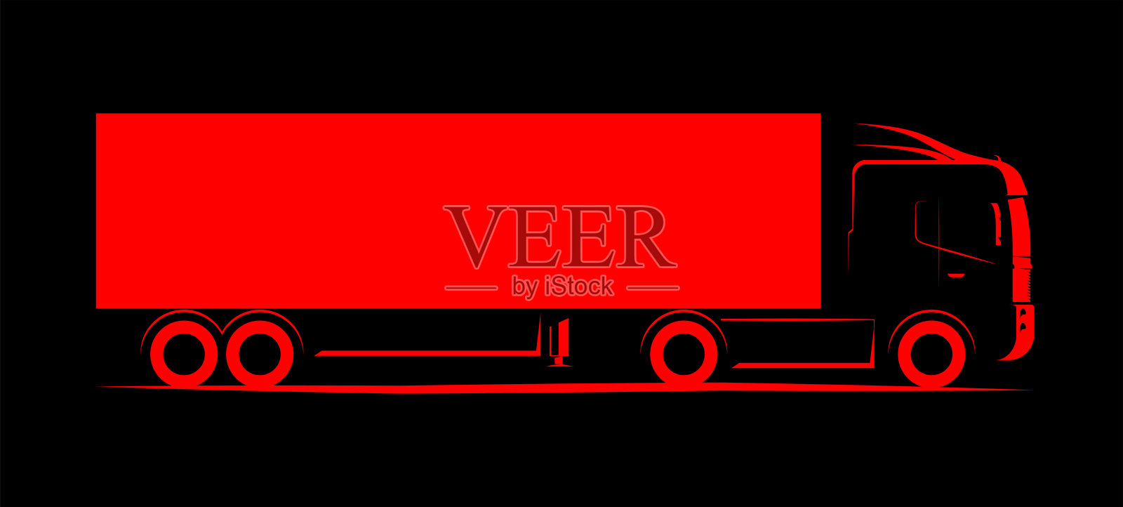 卡车货车简单的侧视图原理图上的黑色背景插画图片素材