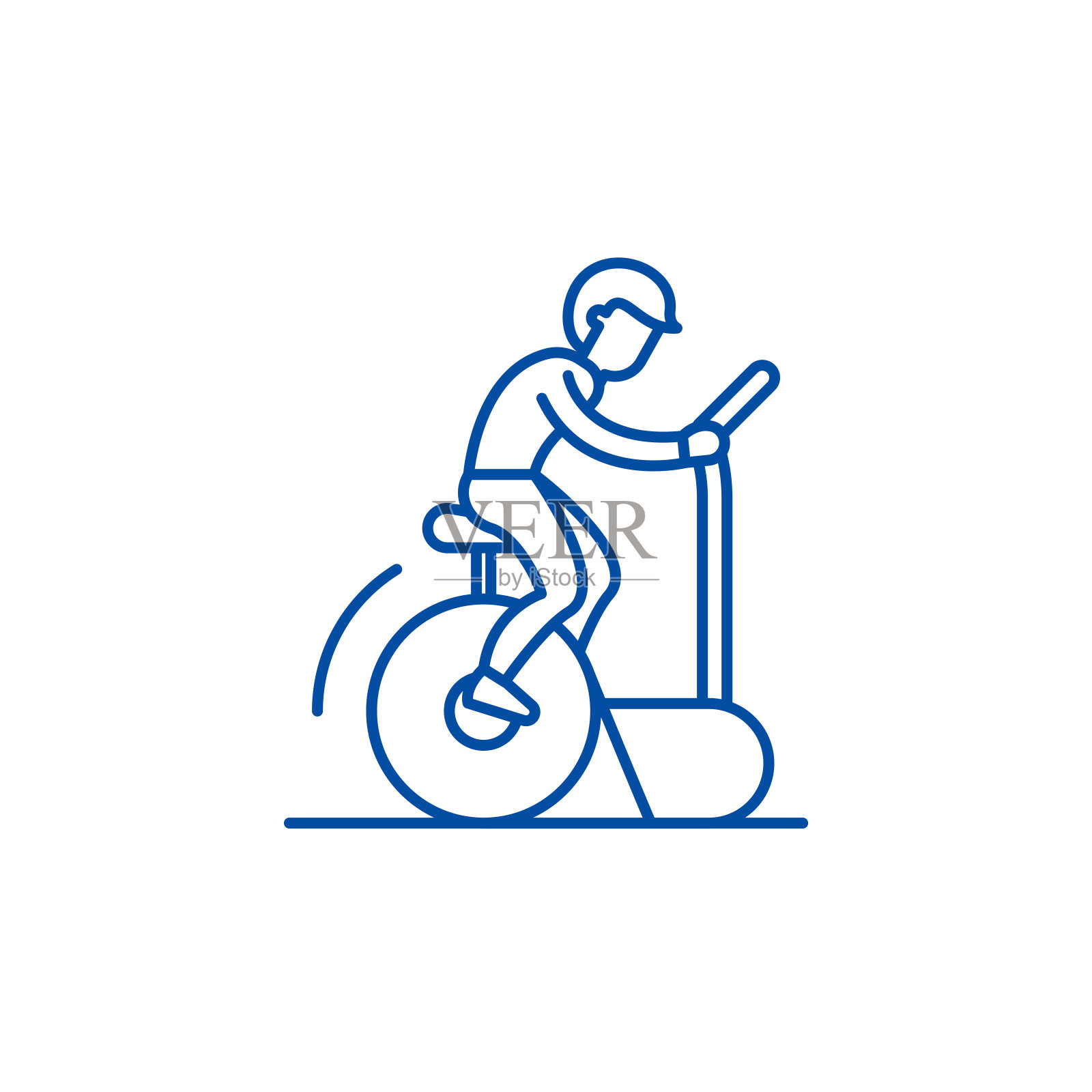 自行车训练线图标概念。自行车训练平面矢量符号、符号、轮廓插图。插画图片素材