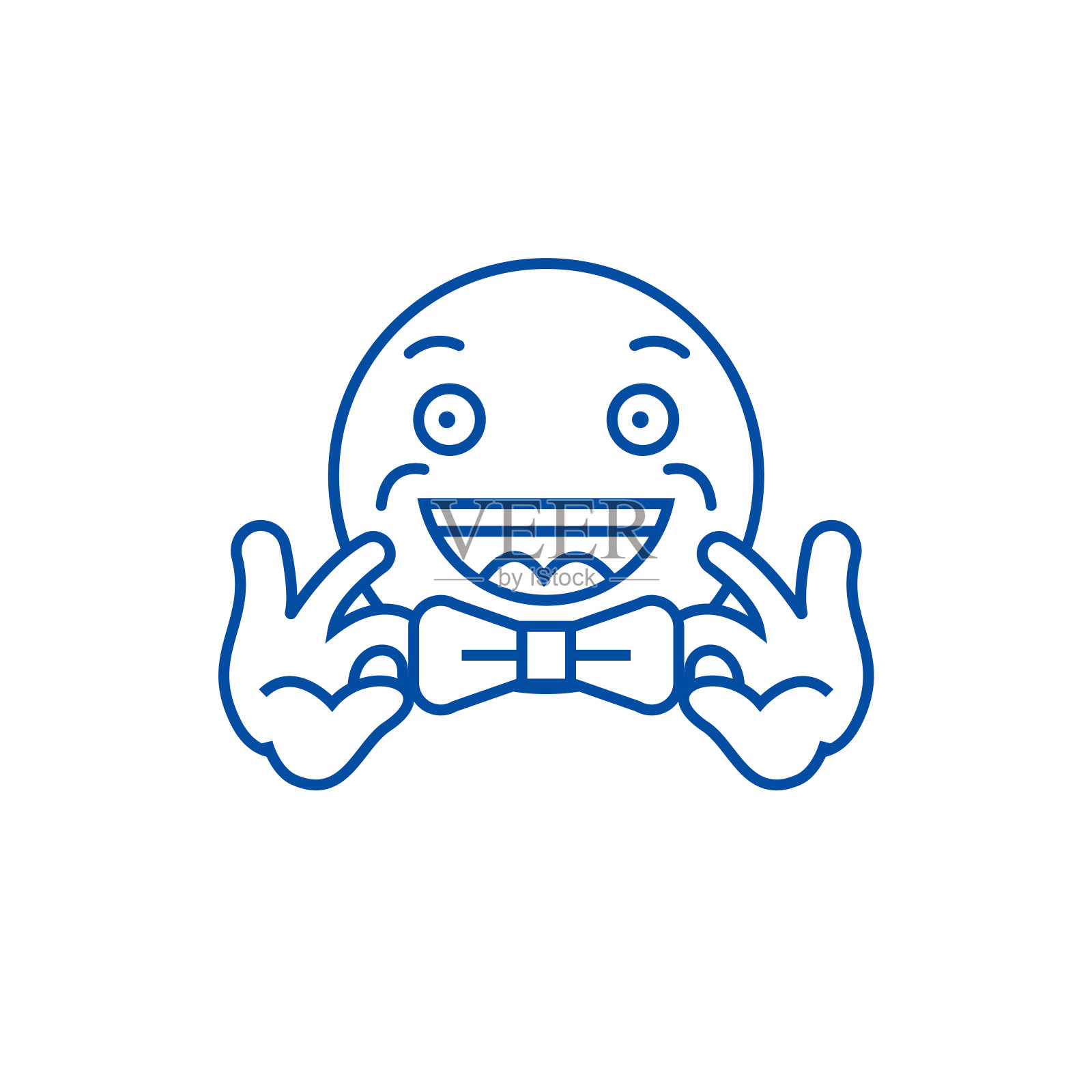 领结表情线图标概念。蝴蝶结表情符号平面矢量符号，符号，轮廓插图。插画图片素材