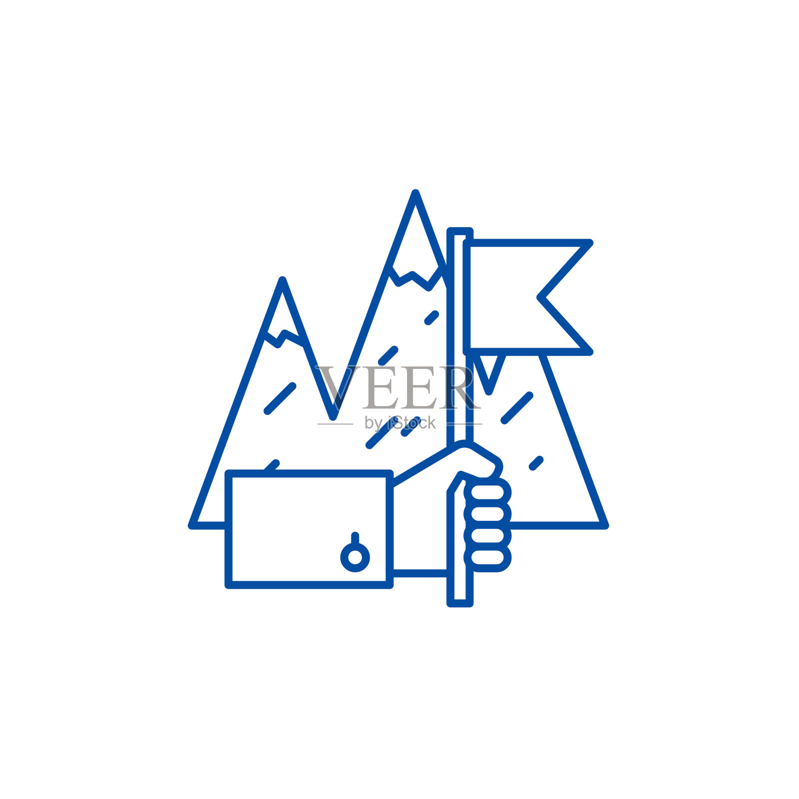 业务成就线图标概念。企业业绩平面矢量符号、标志、概要说明。插画图片素材