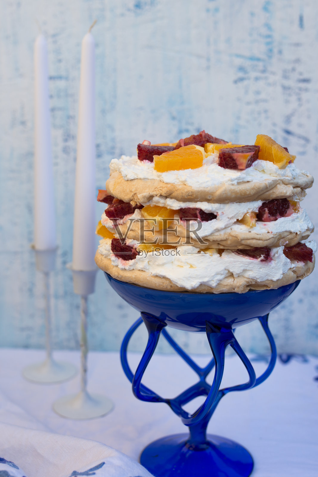 血橙奶油蛋白甜饼照片摄影图片