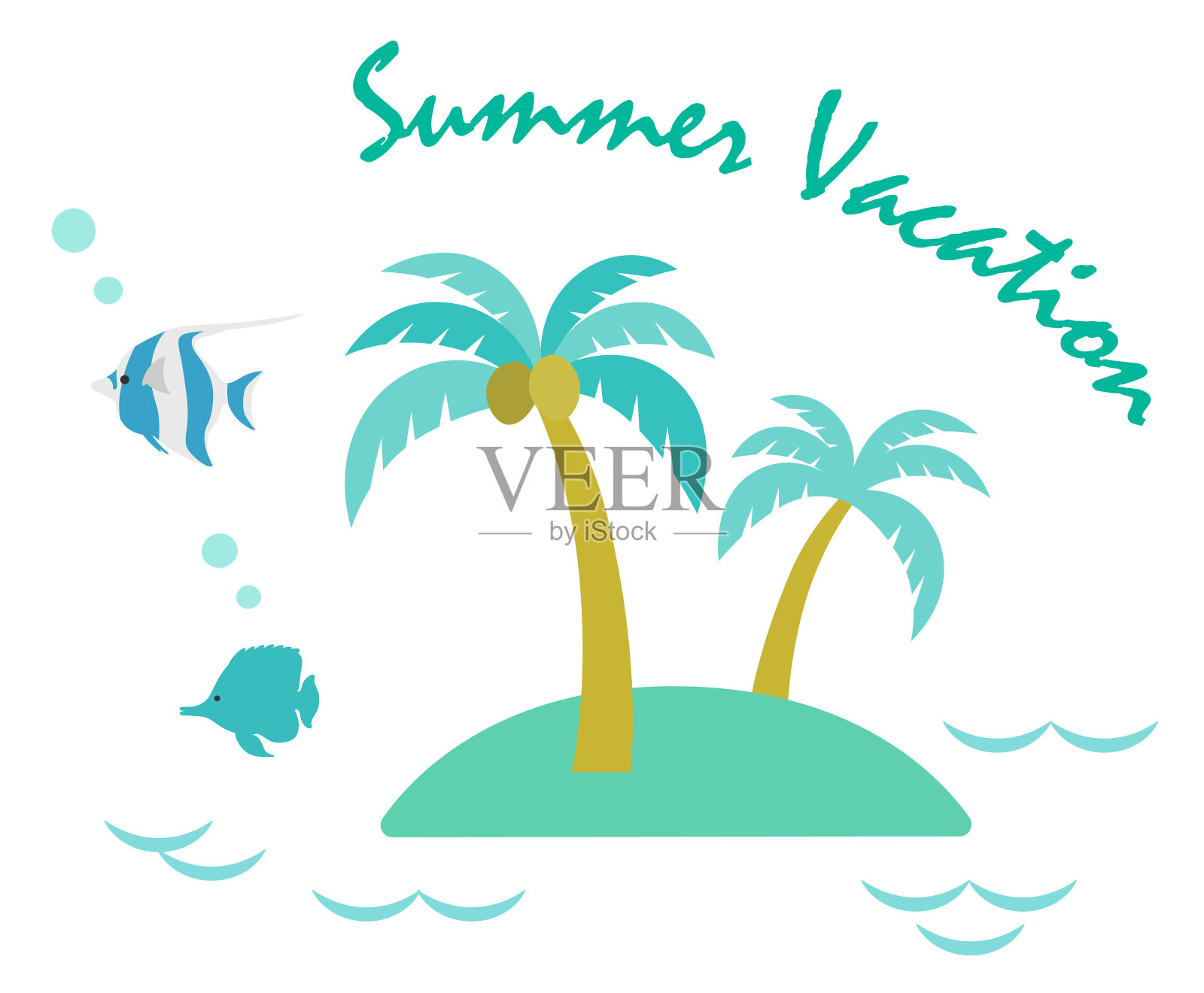 棕榈树和南方乡村形象-暑假-插画图片素材