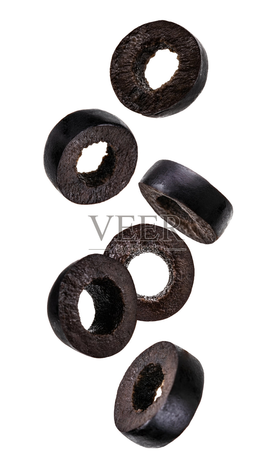 落下来的黑橄榄孤立在白色背景上照片摄影图片