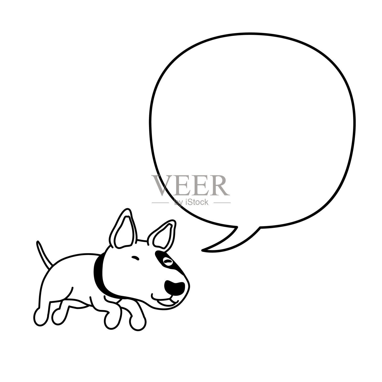 矢量卡通人物牛头梗狗说话泡沫设计元素图片