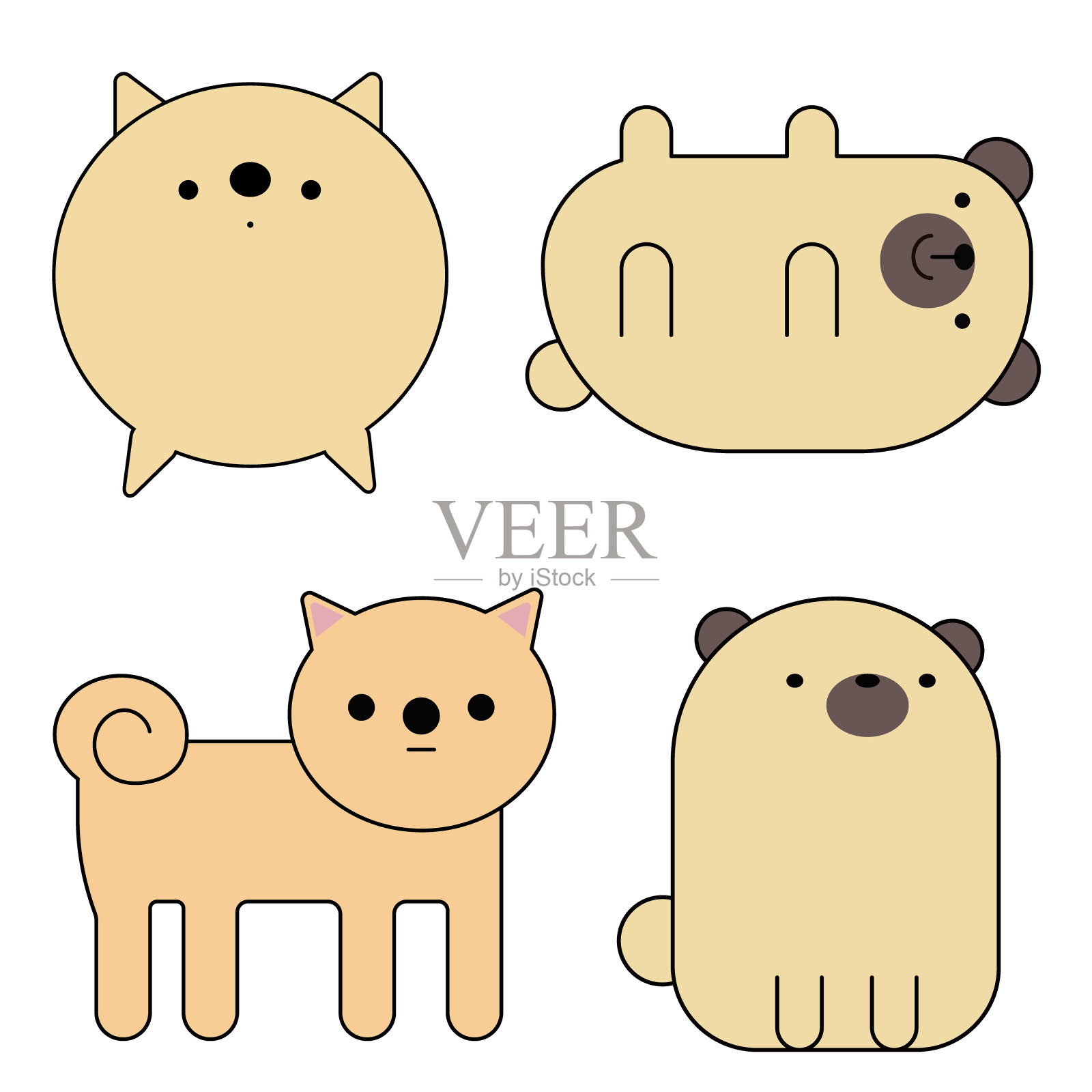 狗狗简单的艺术几何插图插画图片素材