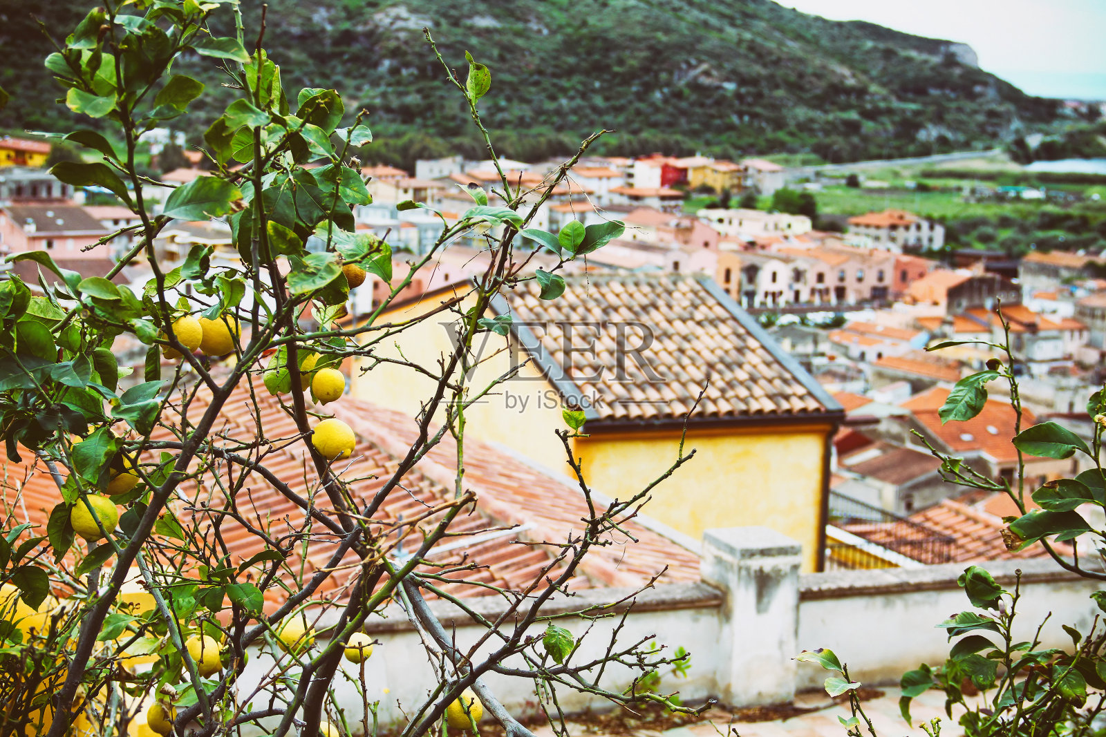 意大利撒丁岛的中世纪小镇博萨照片摄影图片
