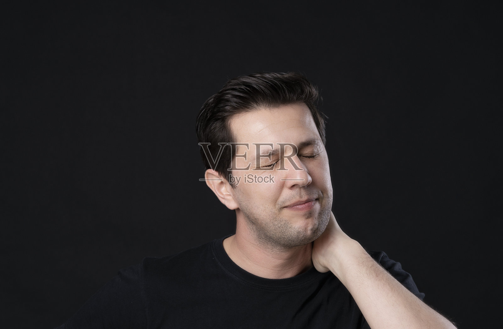 男人neckache照片摄影图片