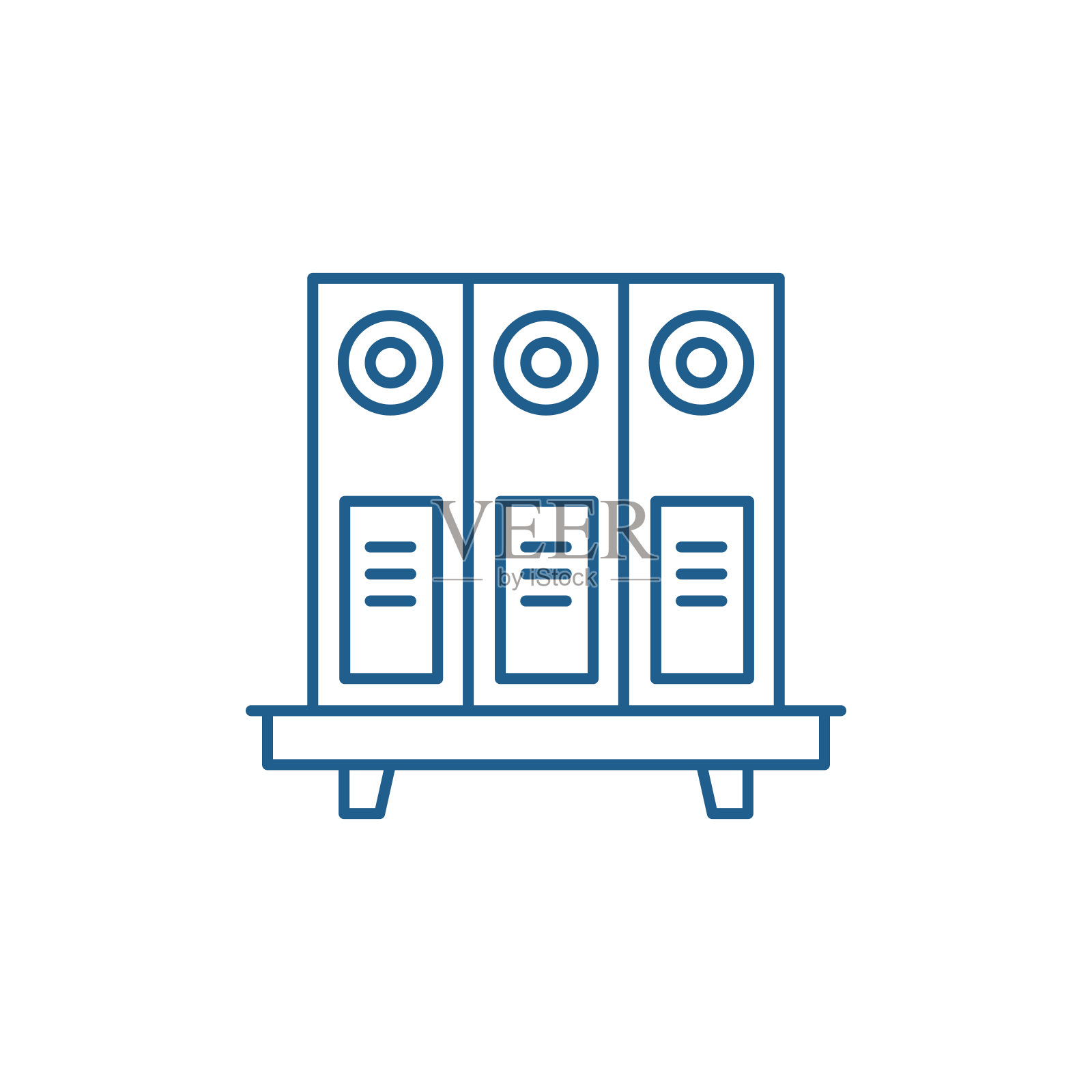 办公室货架线图标概念。办公架平面矢量符号、标志、轮廓插图。插画图片素材