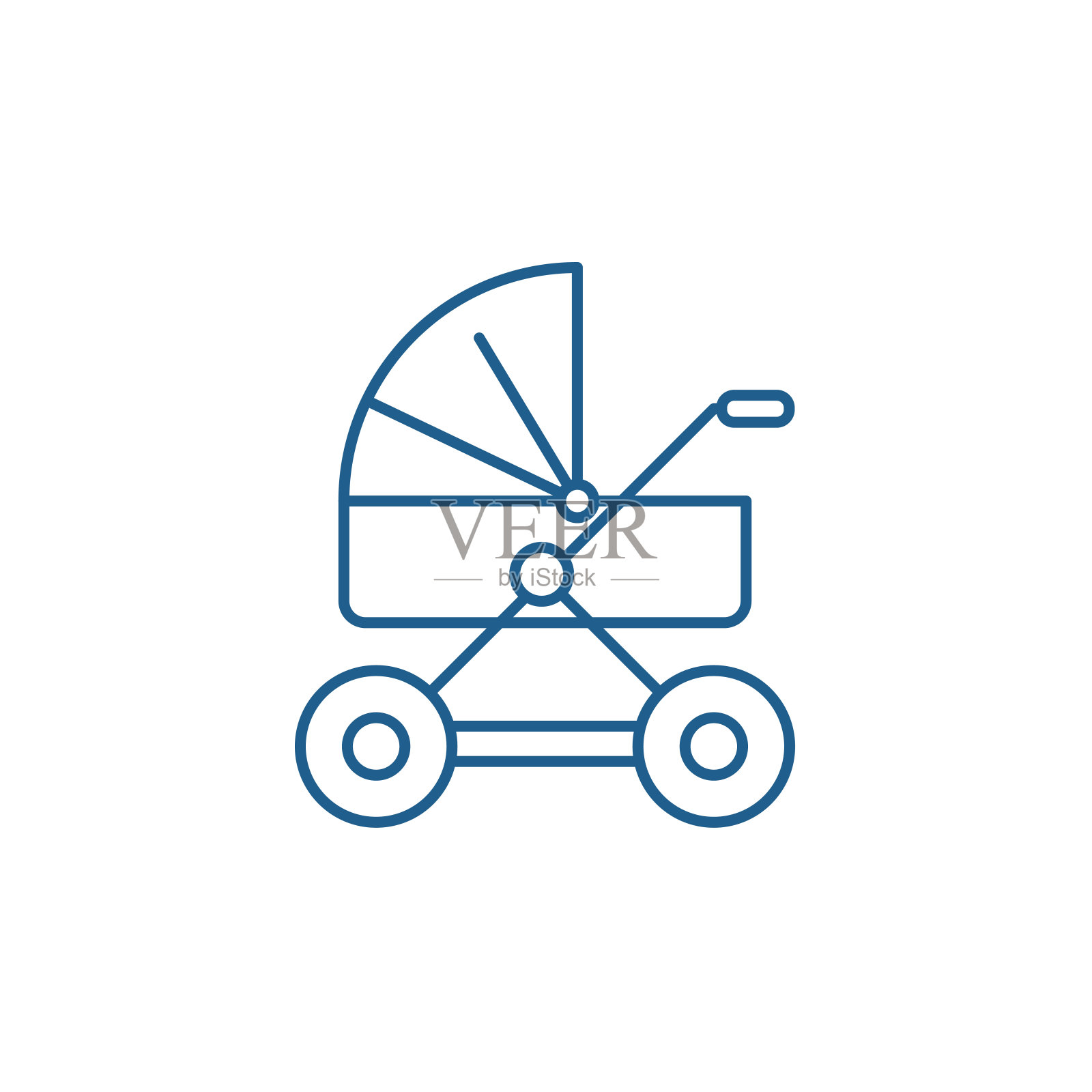 婴儿车图标概念线。婴儿车平面矢量符号，标志，轮廓插图。插画图片素材