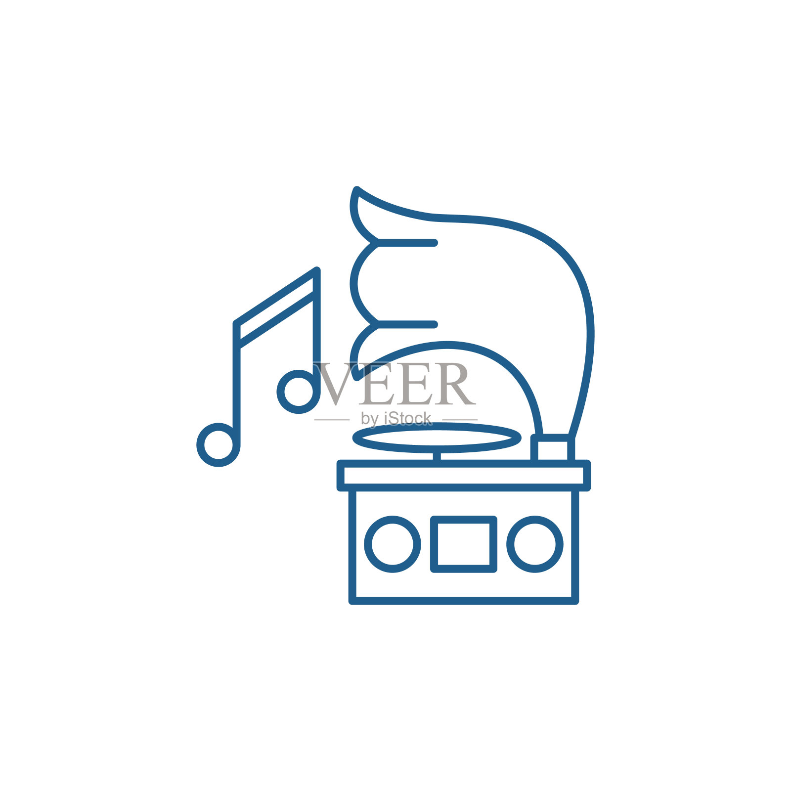 留声机线路图标概念。留声机平面矢量符号，符号，轮廓插图。图标素材