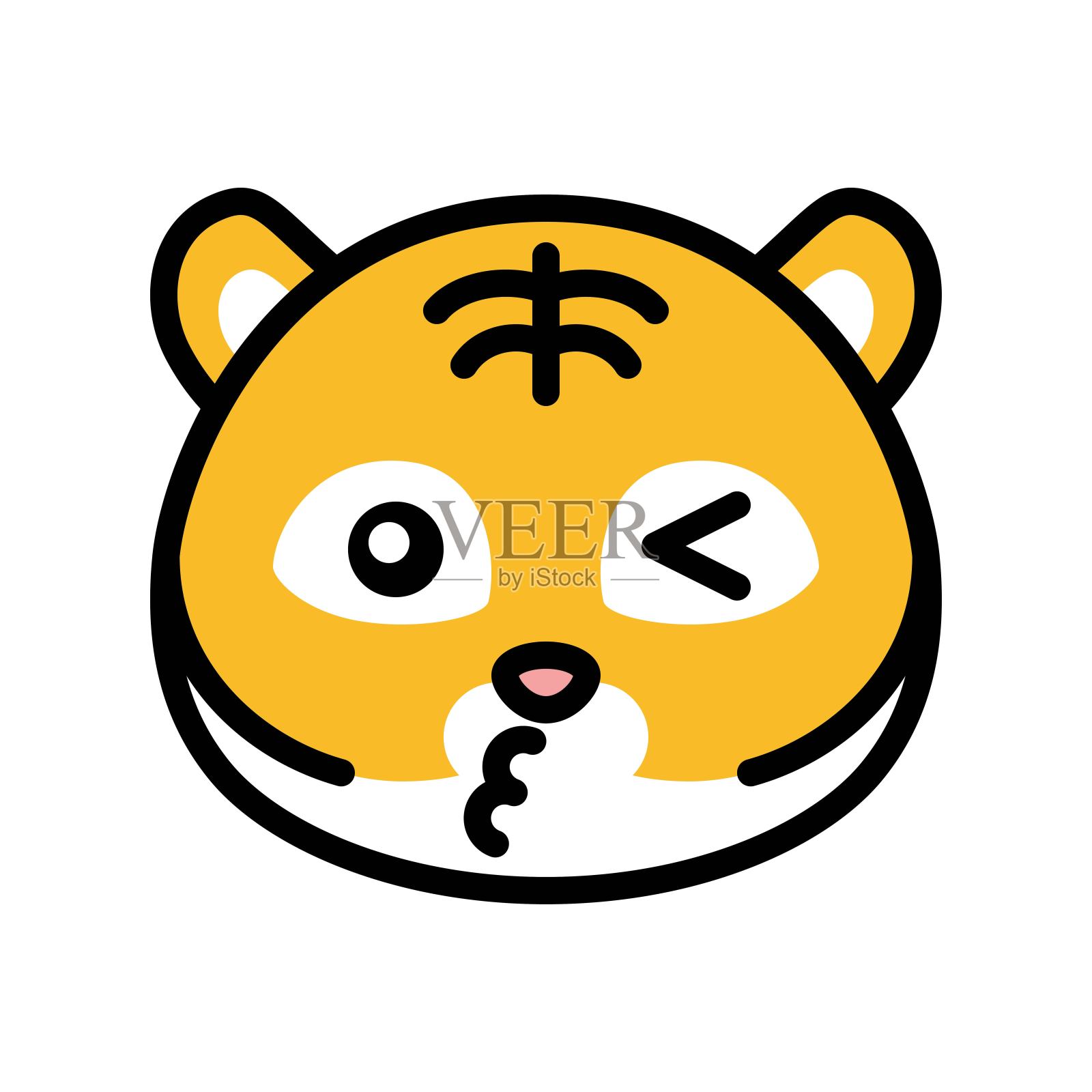老虎表情矢量，填充样式可编辑的笔触设计元素图片