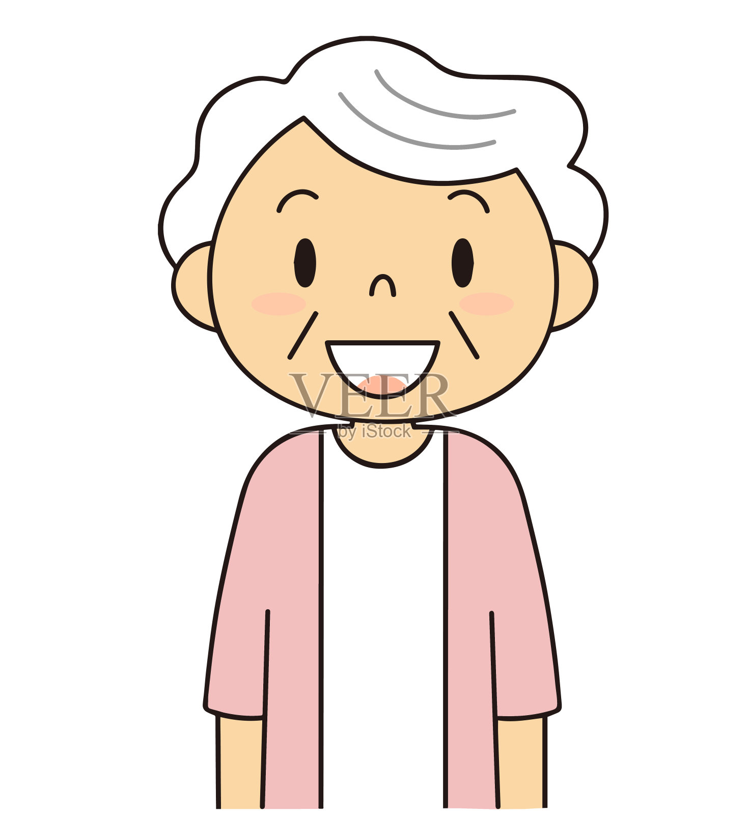 一位年长女性的姿势和各种各样的动作插画图片素材