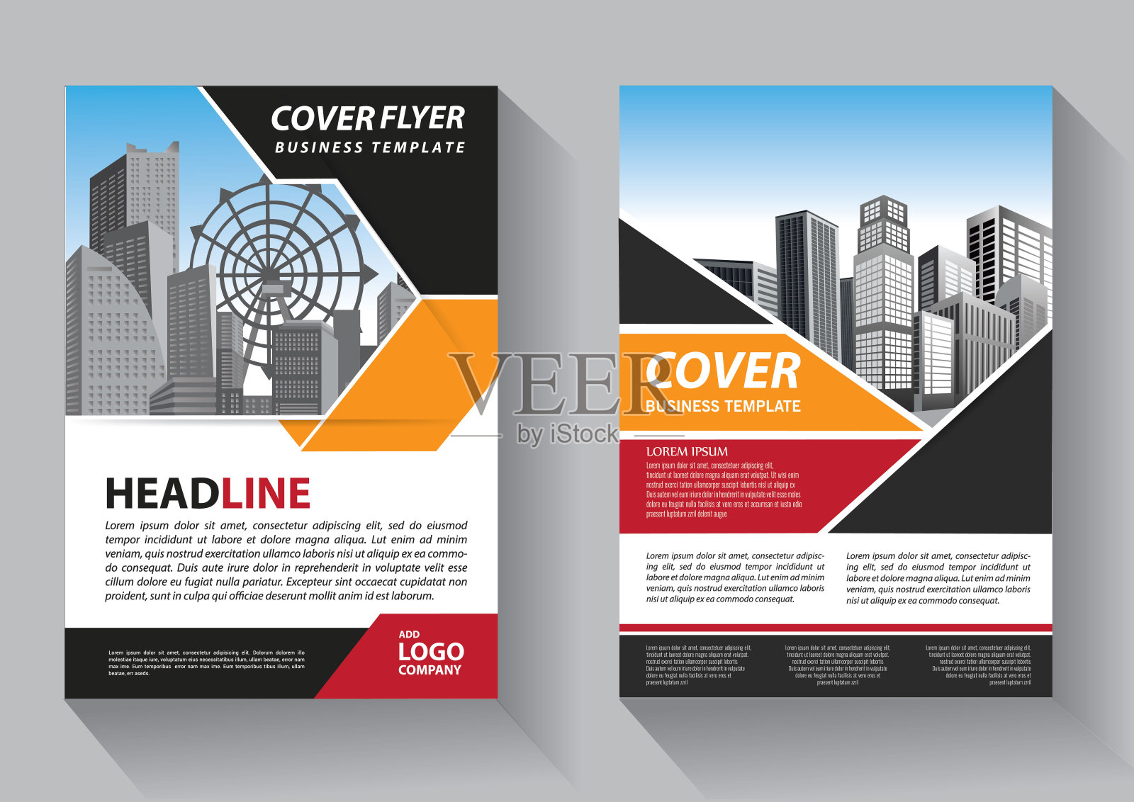 业务抽象向量模板。宣传册设计，封面现代布局，年度报告，海报，传单在A4彩色三角形，几何形状的技术，科学，市场与光背景设计模板素材