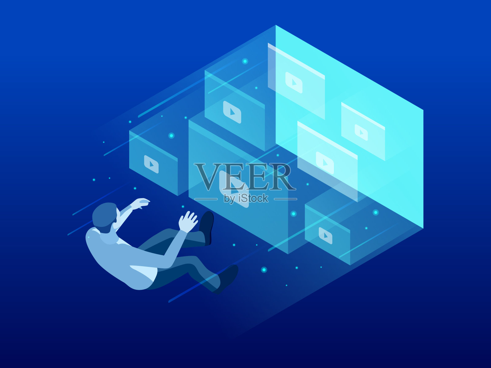 等距网络研讨会，在线视频培训，教程播客，流媒体，网络研讨会，视频概念。插画图片素材