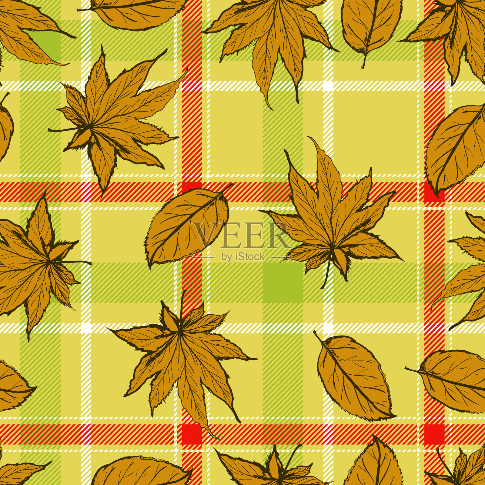 无缝方格子图案插画图片素材