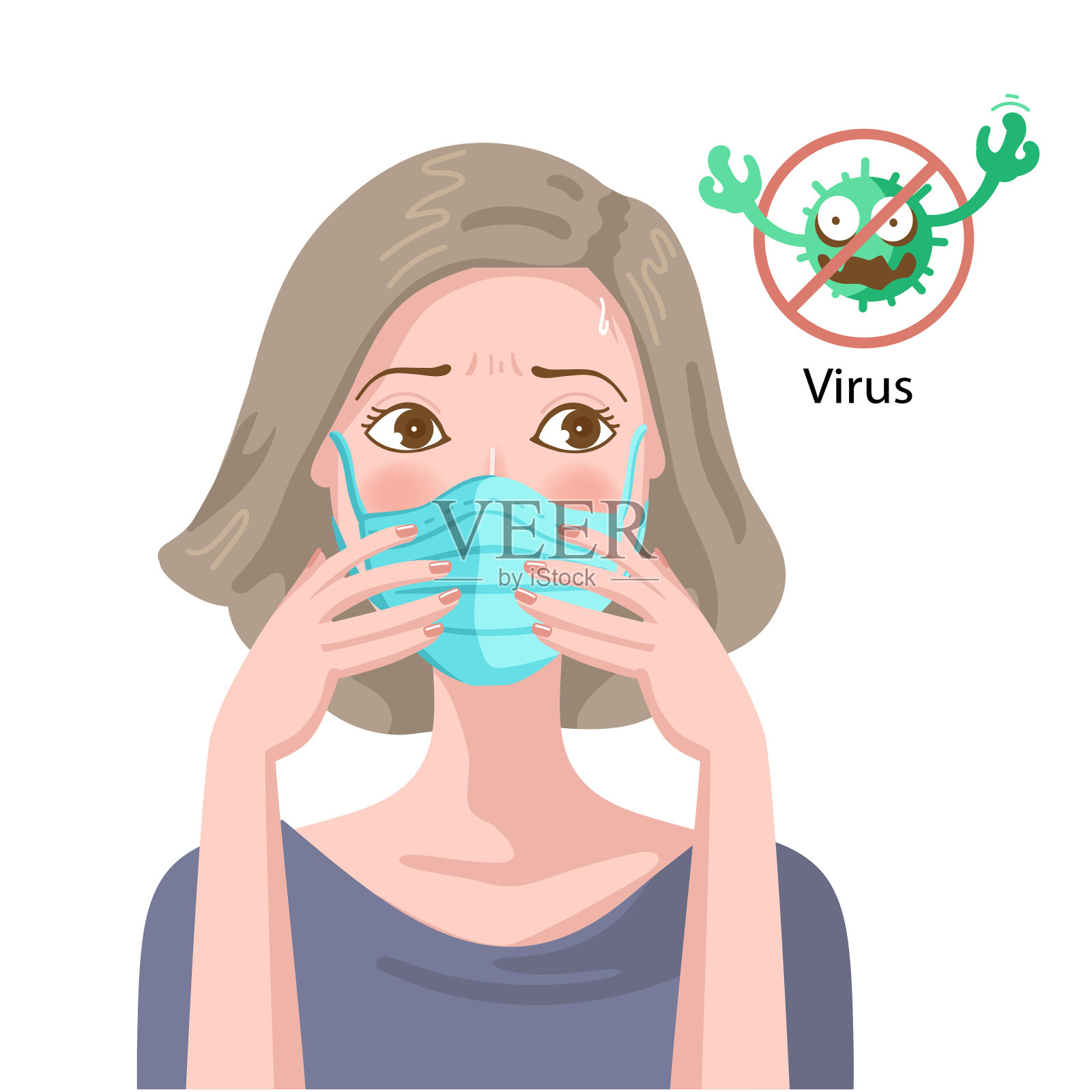 防尘防烟插画图片素材