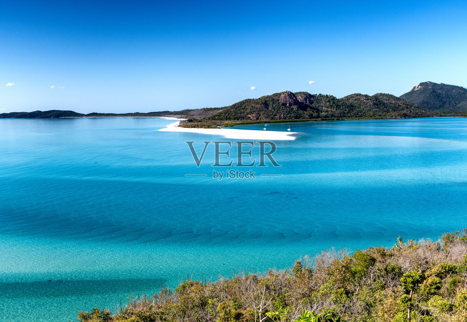 怀特黑文海滩鸟瞰图，圣灵群岛照片摄影图片