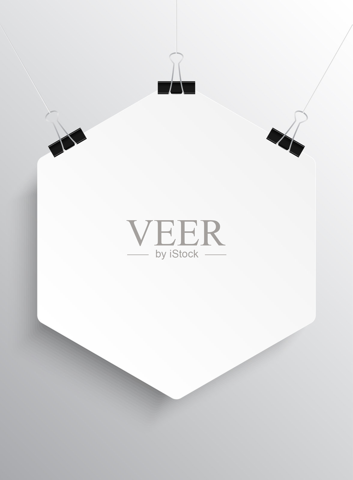 矢量六角形格式的白纸与灰色的背景阴影。插画图片素材