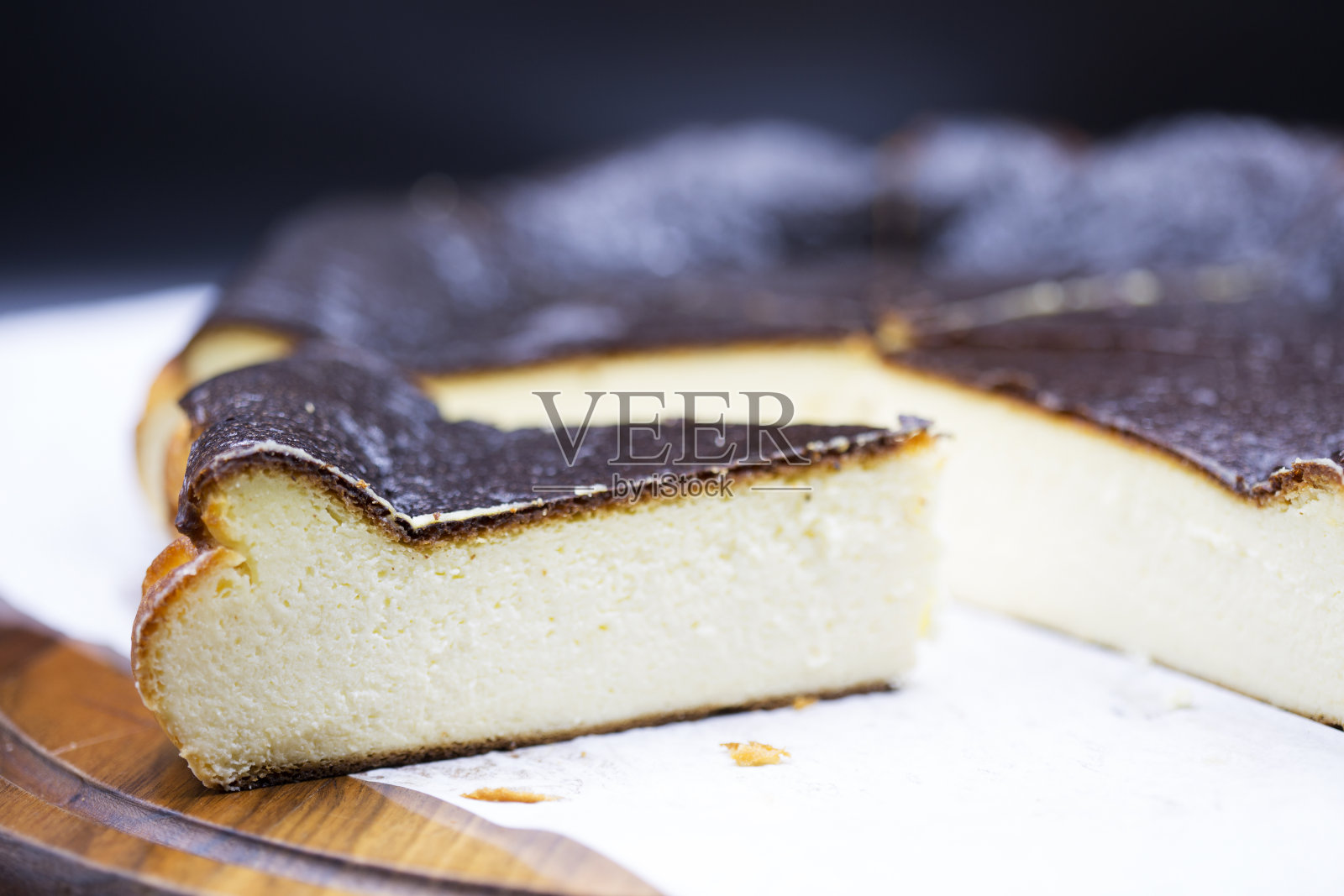 圣塞巴斯蒂安奶酪蛋糕照片摄影图片