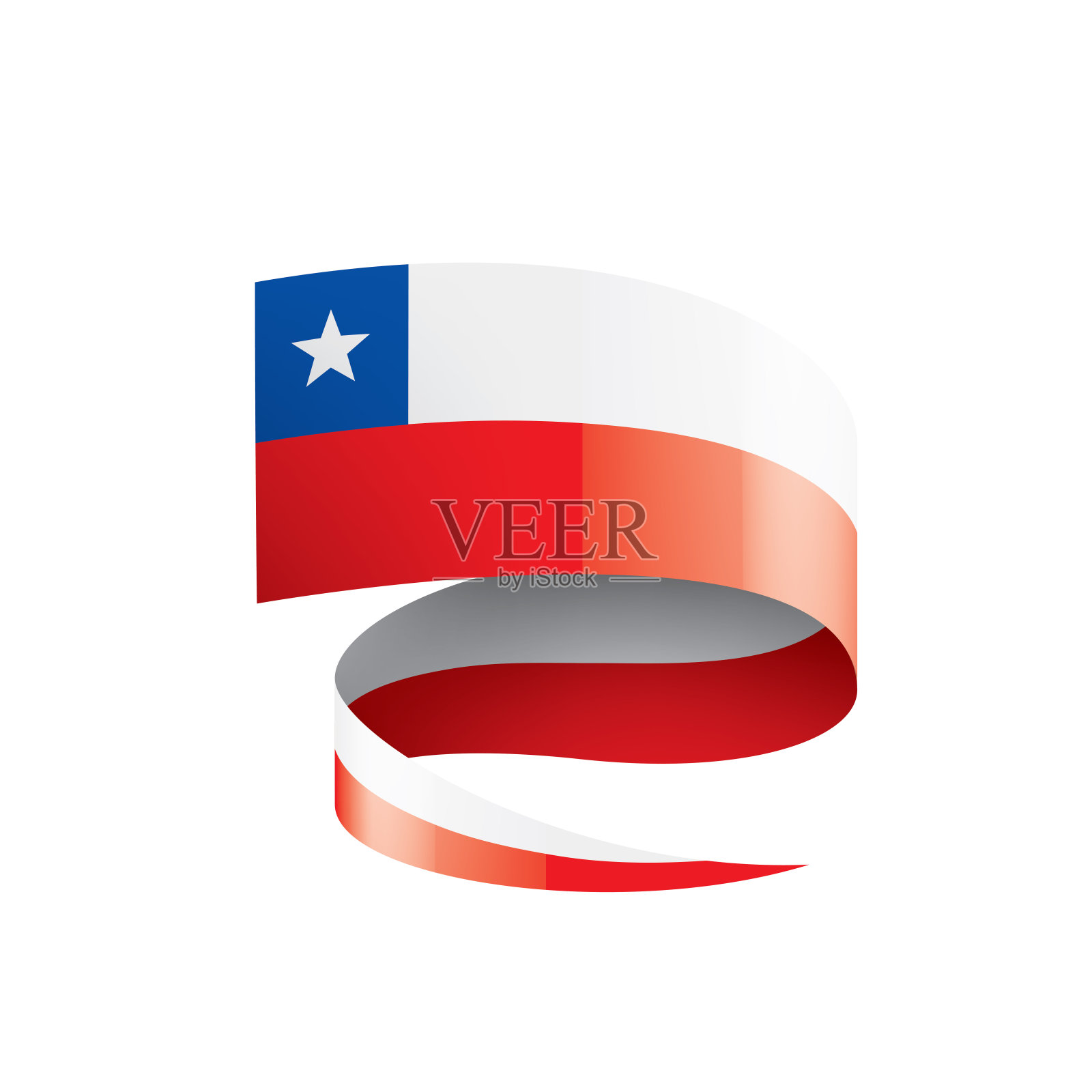 智利国旗，白色背景上的矢量插图。插画图片素材
