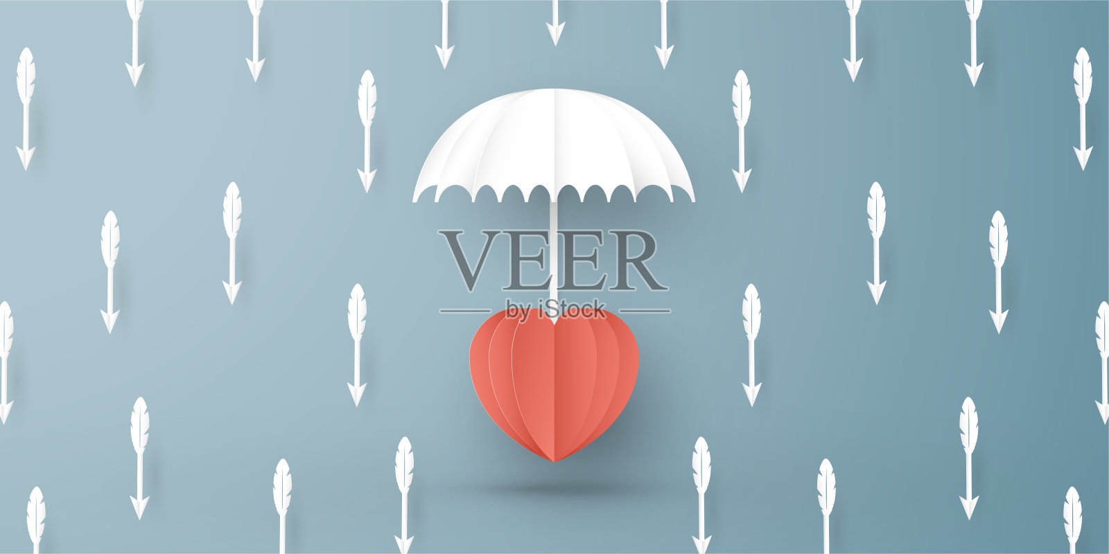 健康保险概念中的矢量图解。模板设计是在彩色的蓝色背景为封面，网页横幅，海报，幻灯片演示。艺术工艺的孩子在3D剪纸风格。插画图片素材